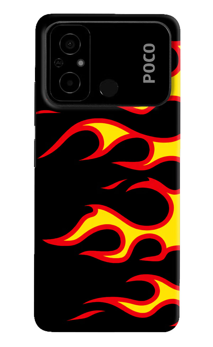 Side Sweep Flames Poco C55 Back Cover, Hard case