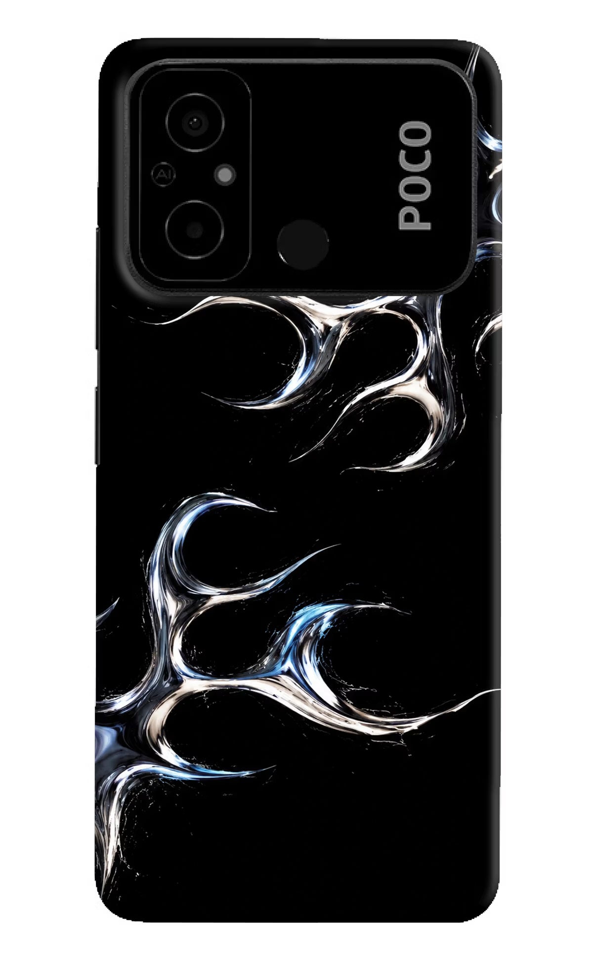 Chrome Tribal Poco C55 Hard Case Back Cover by Casekaro