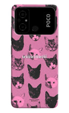 Pink Cats Poco C55 Hard Case Back Cover by Casekaro