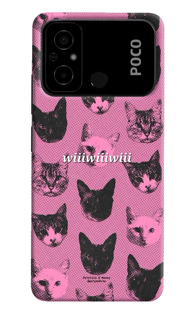 Pink Cats Poco C55 Hard Case Back Cover by Casekaro
