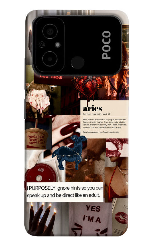 Zodiac Aries Poco C55 Hard Case Back Cover by Casekaro