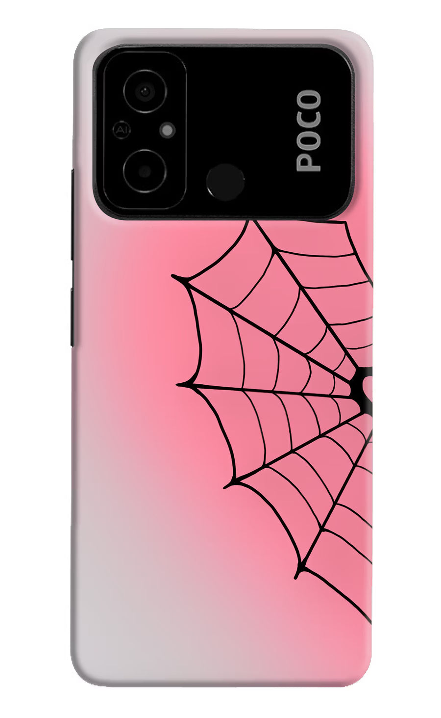 Pink Web Poco C55 Back Cover, Hard case