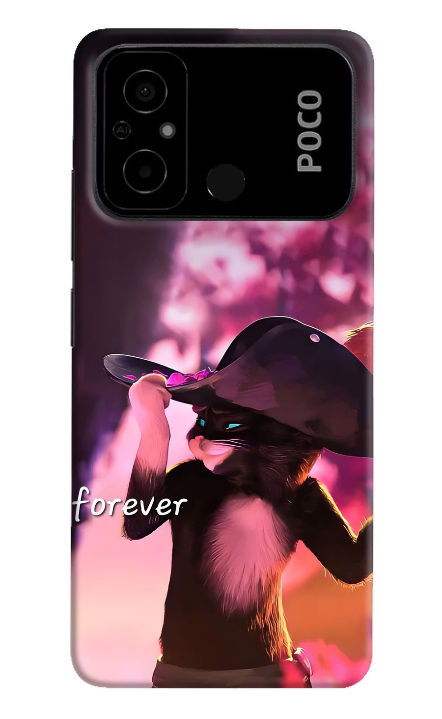 Forever Cat Poco C55 Back Cover, Hard case