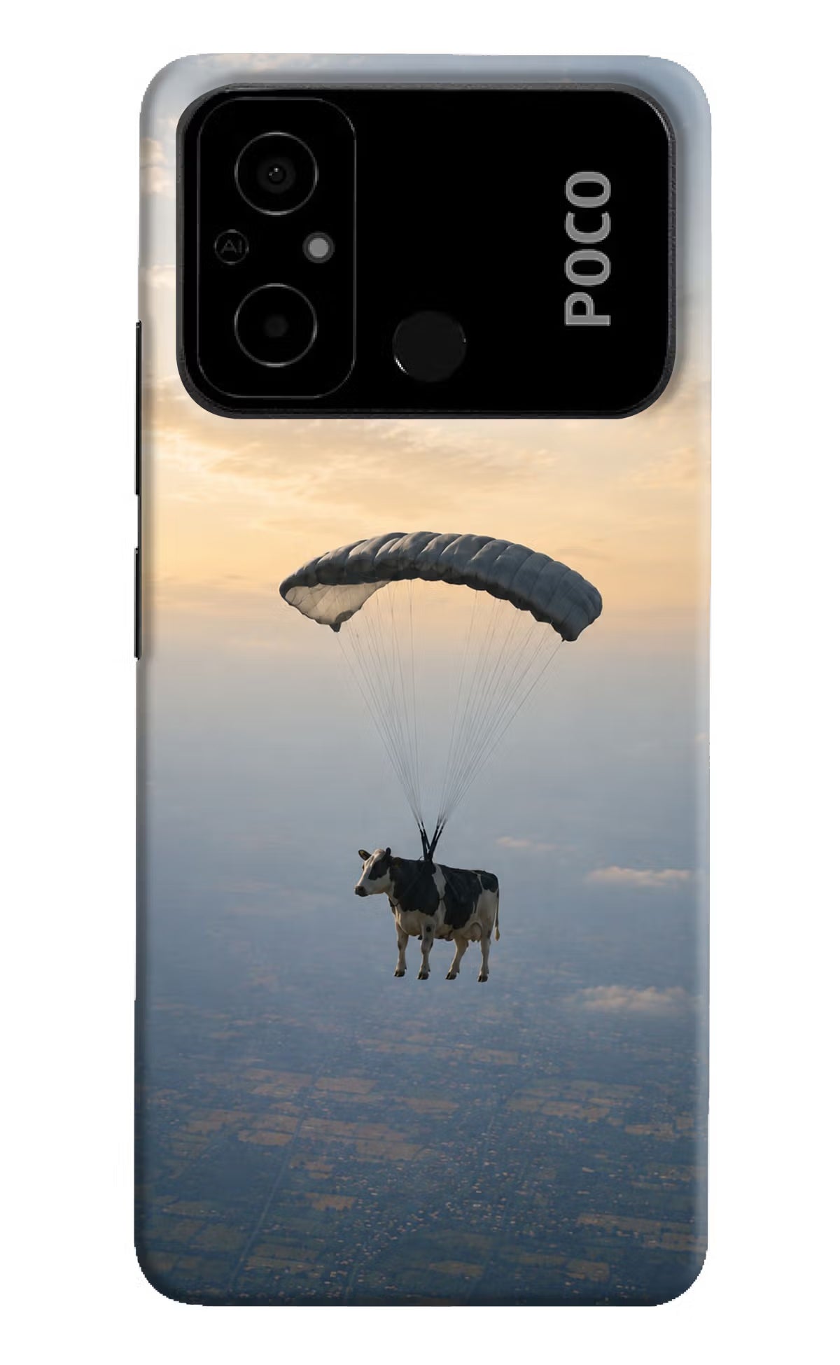 Skydiving Cow Poco C55 Back Cover