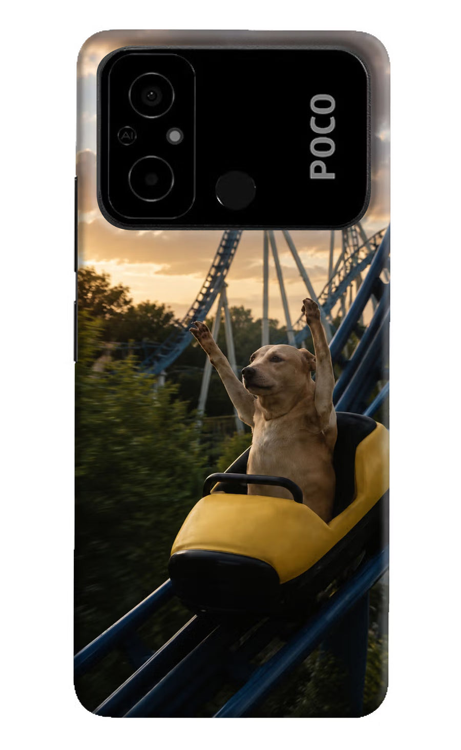 Rollercoaster Dog Poco C55 Back Cover, Hard case