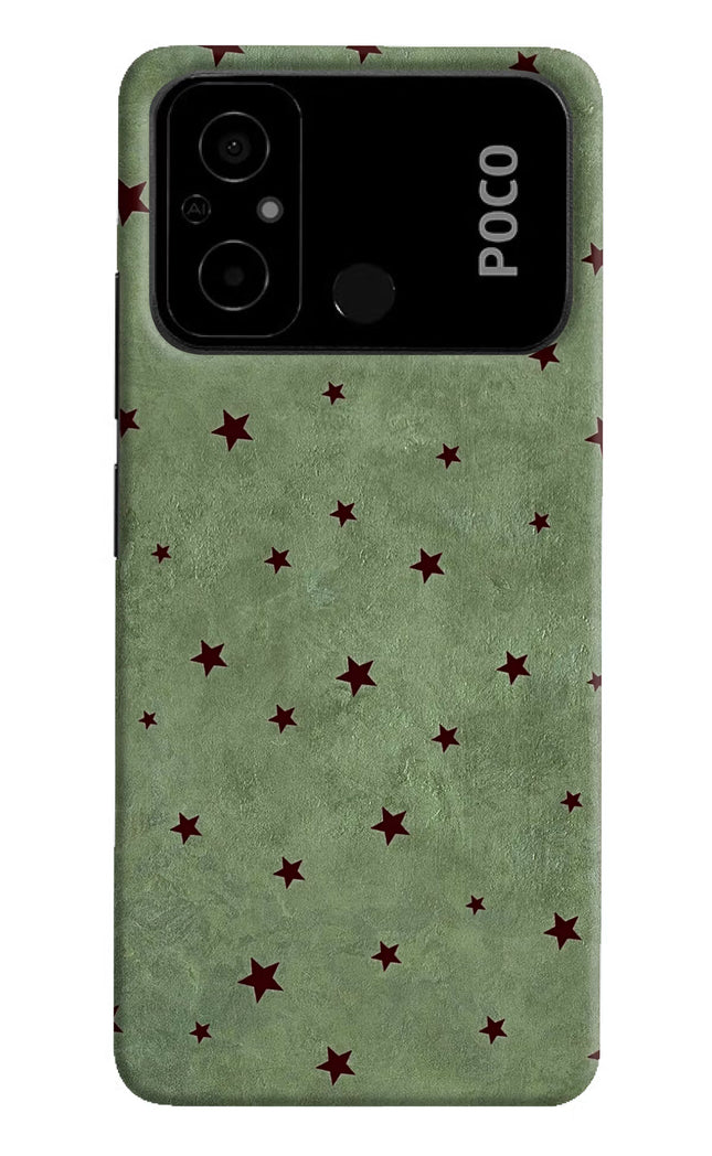 Green Stars Poco C55 Hard Case Back Cover by Casekaro