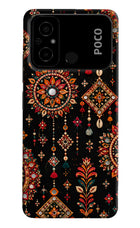 Boho Noir Poco C55 Hard Case Back Cover by Casekaro