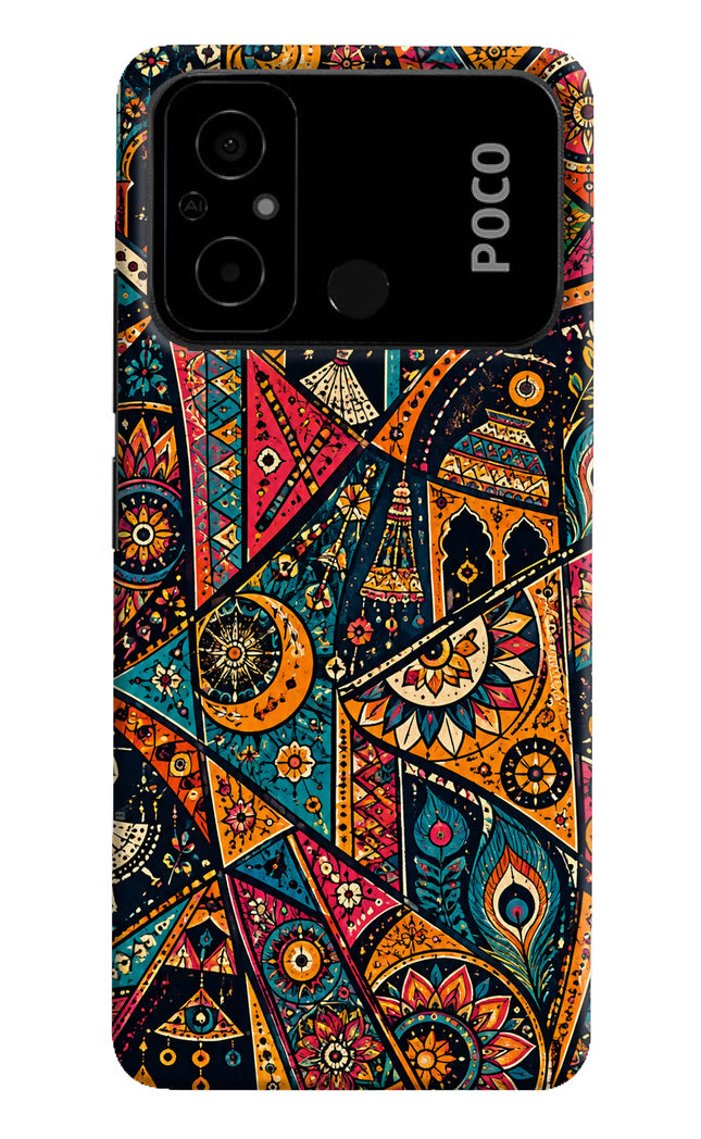 Folk Print Poco C55 Hard Case Back Cover by Casekaro