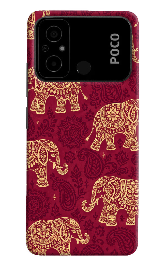 Maroon Elephant Poco C55 Hard Case Back Cover by Casekaro