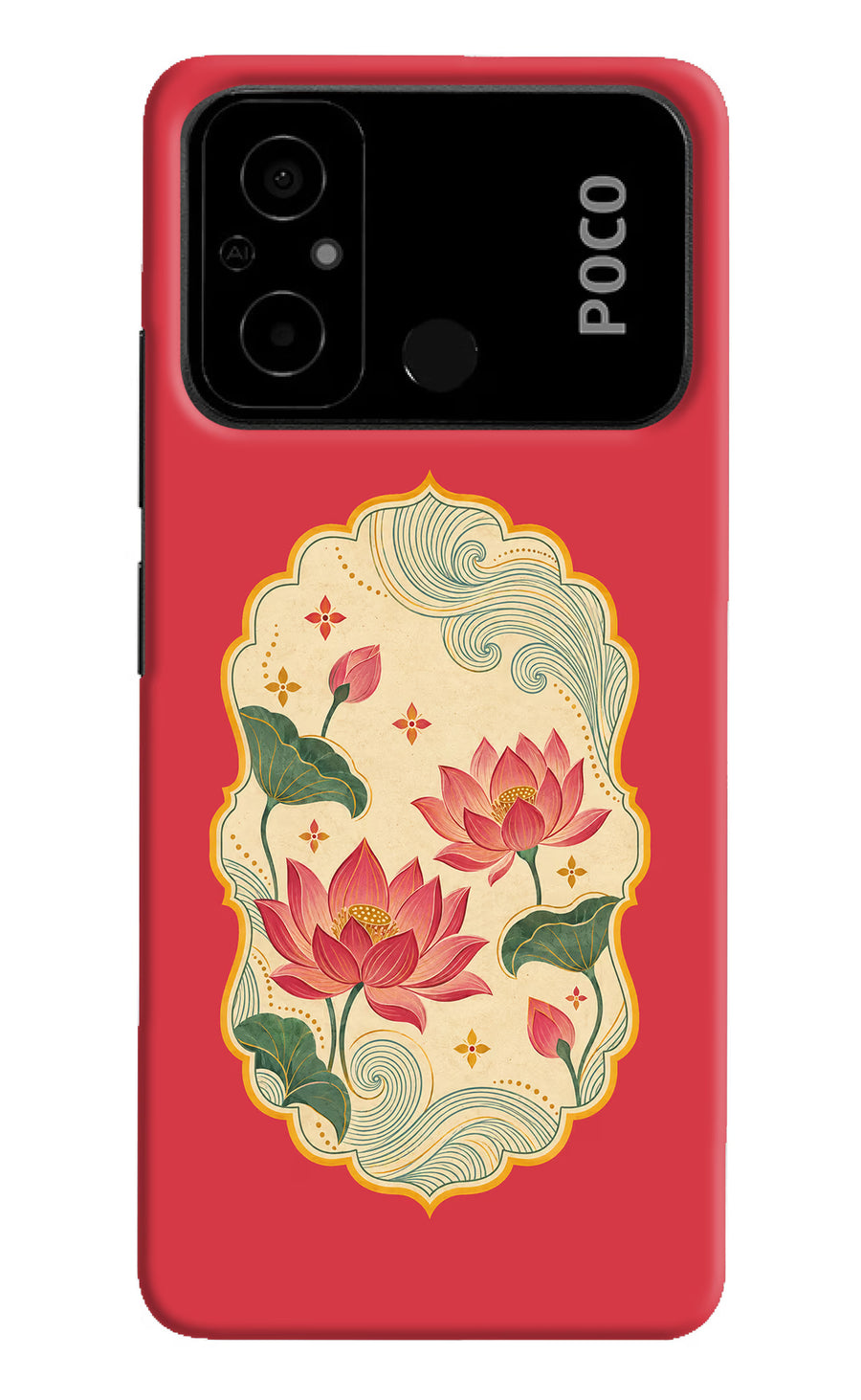 Pink Lotus Poco C55 Back Cover, Hard case