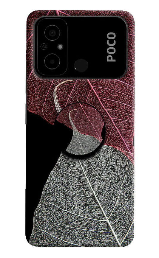 Leaf Pattern Poco C55 Pop Case by Casekaro