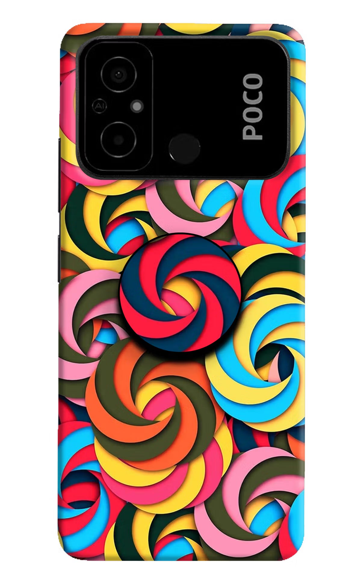 Spiral Pattern Poco C55 Pop Case by Casekaro