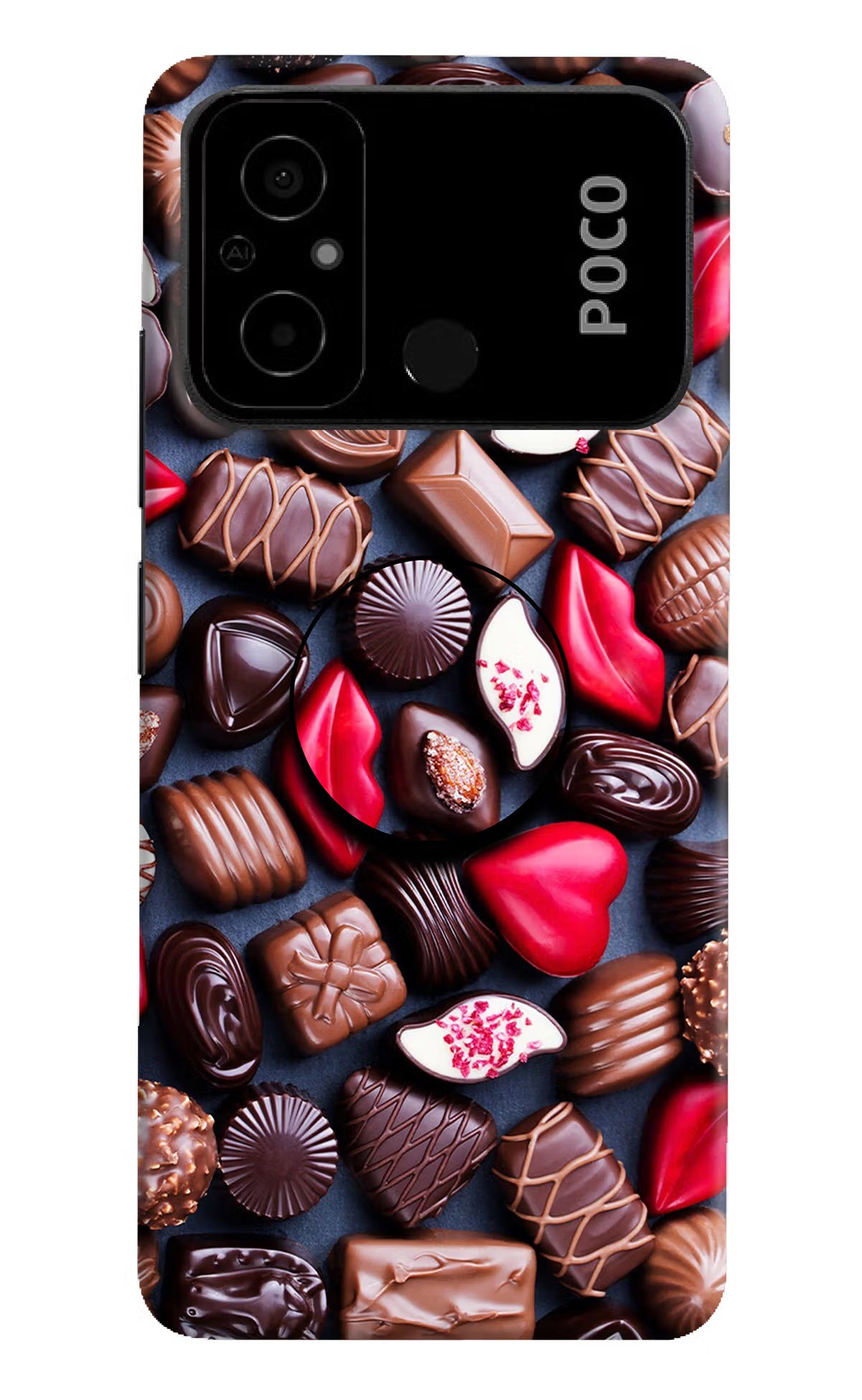 Chocolates Poco C55 Pop Case by Casekaro