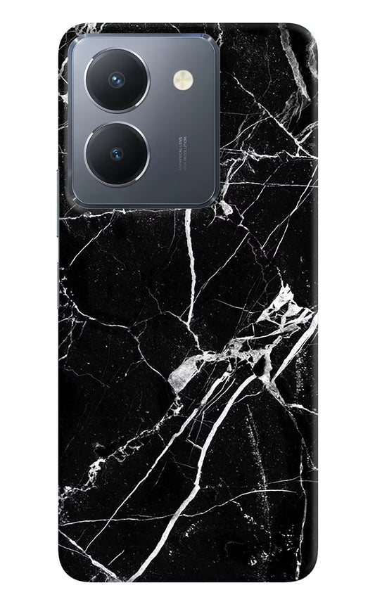 Black Marble Pattern Vivo Y36 Hard Case Back Cover by Casekaro