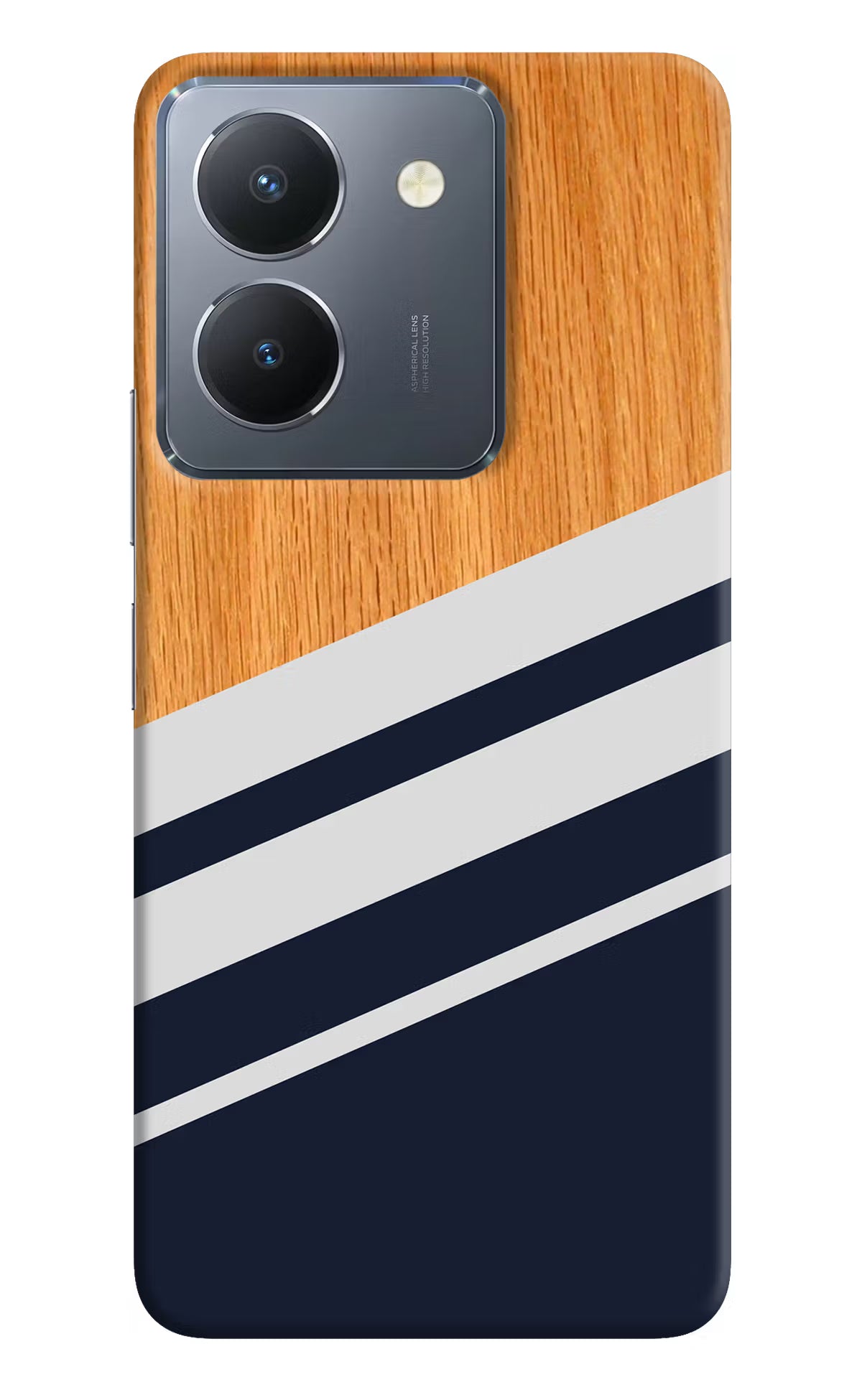 Blue and white wooden Vivo Y36 Hard Case Back Cover by Casekaro