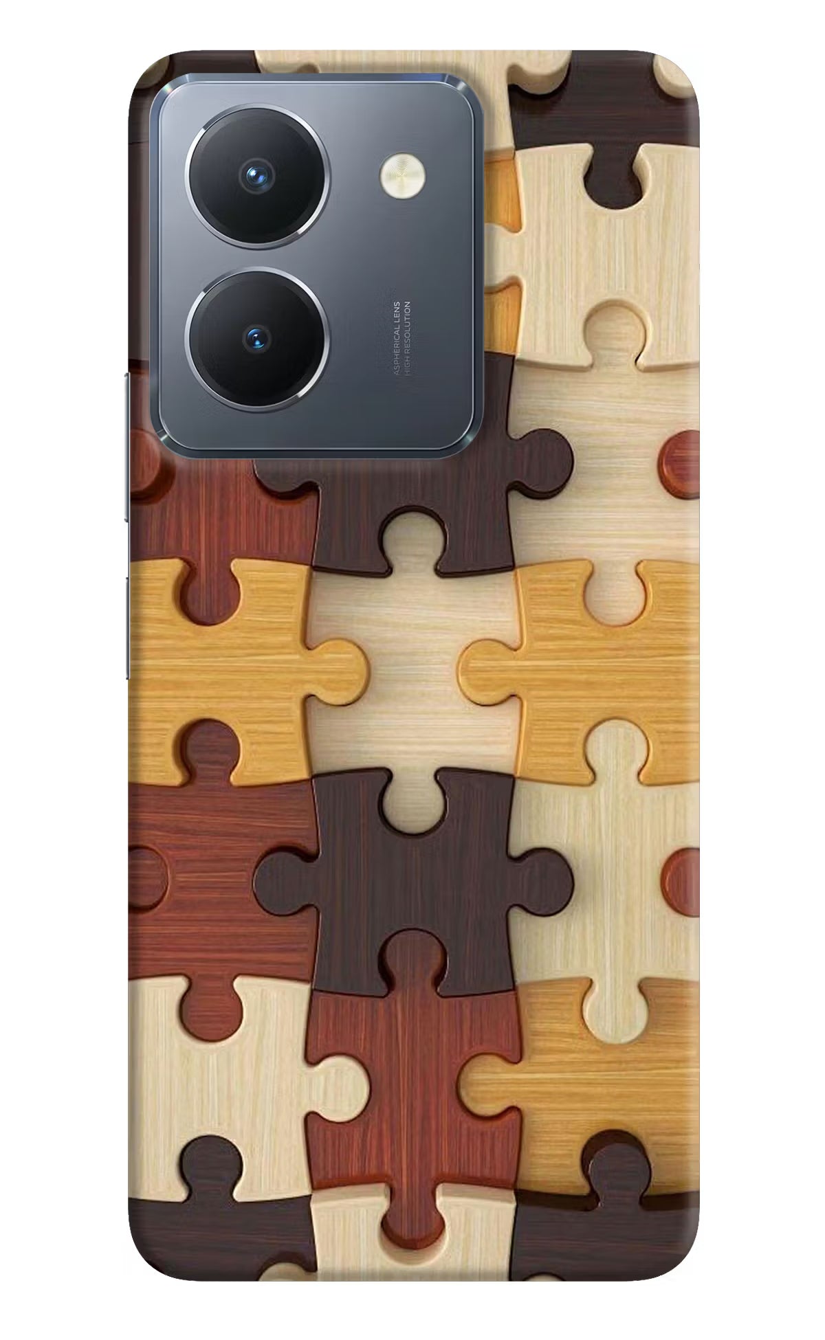 Wooden Puzzle Vivo Y36 Hard Case Back Cover by Casekaro
