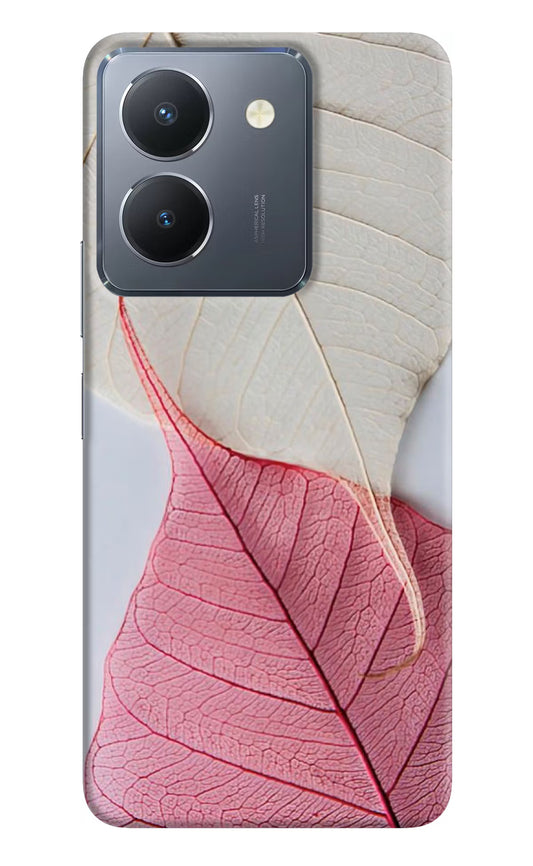 White Pink Leaf Vivo Y36 Hard Case Back Cover by Casekaro