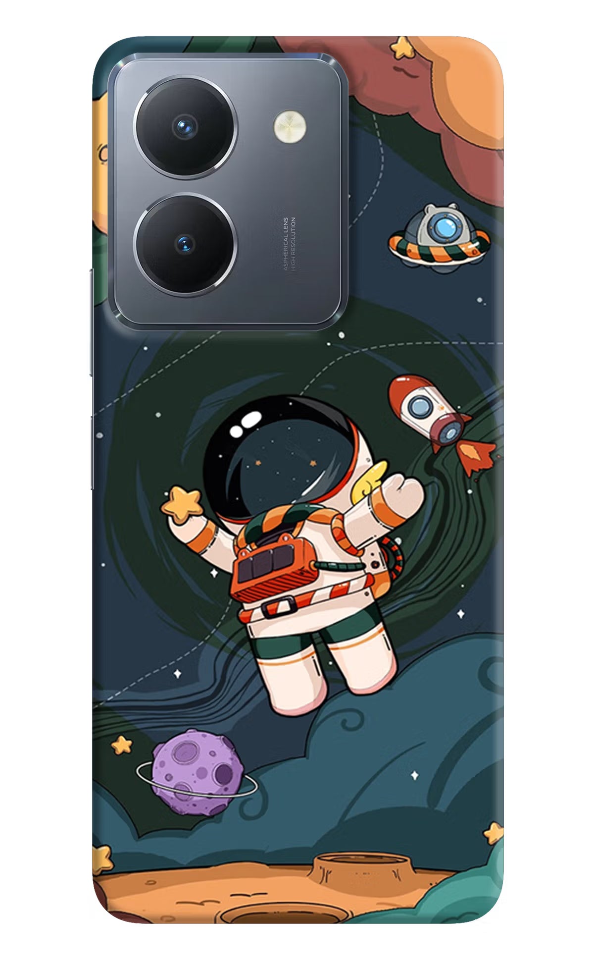 Cartoon Astronaut Vivo Y36 Hard Case Back Cover by Casekaro