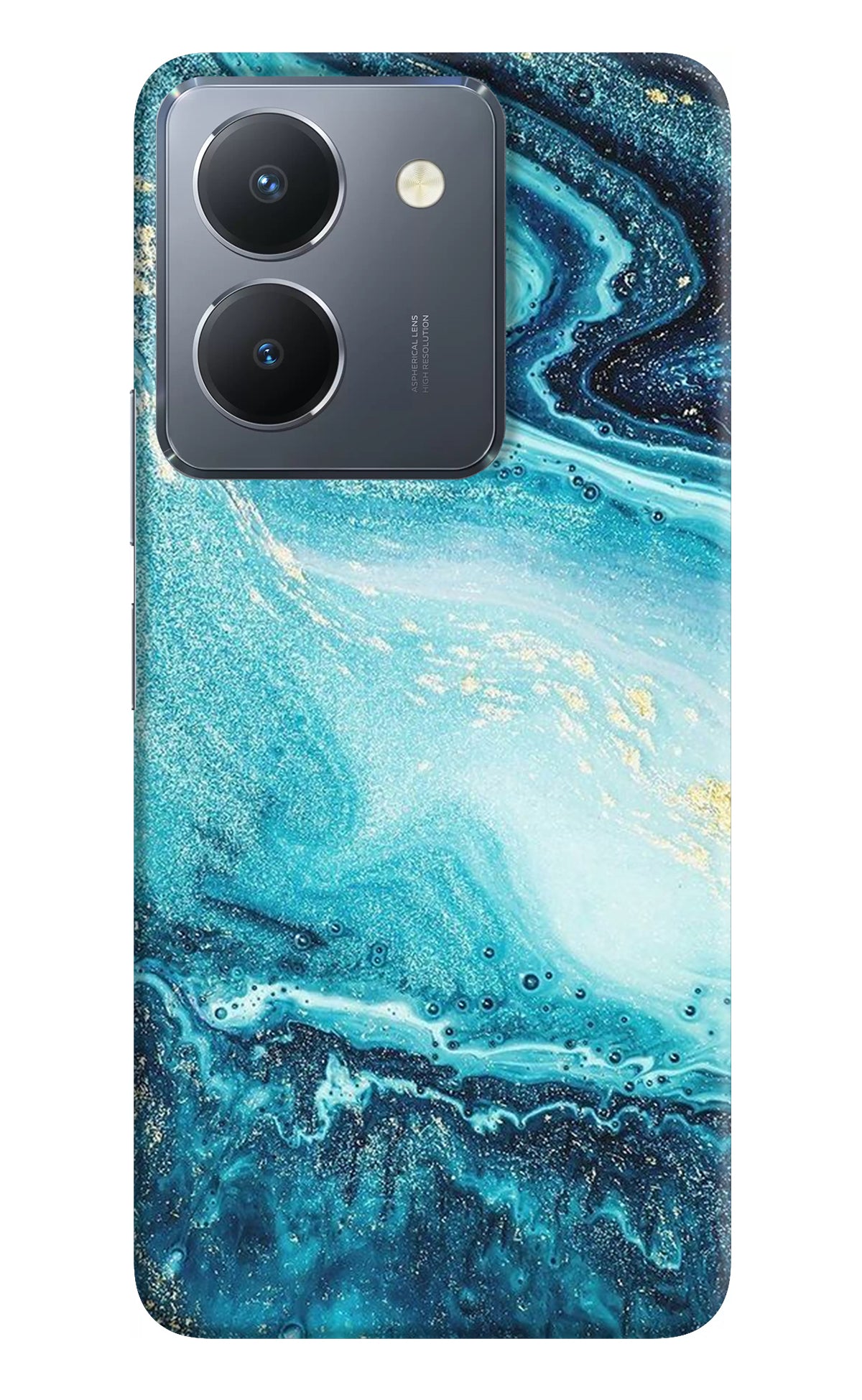 Blue Glitter Marble Vivo Y36 Back Cover