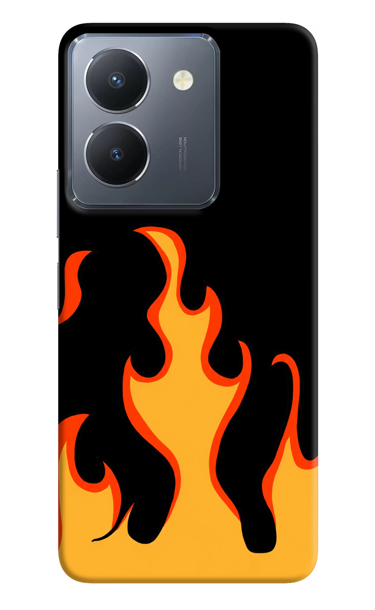 Fired Up – Black Vivo Y36 Hard Case Back Cover by Casekaro