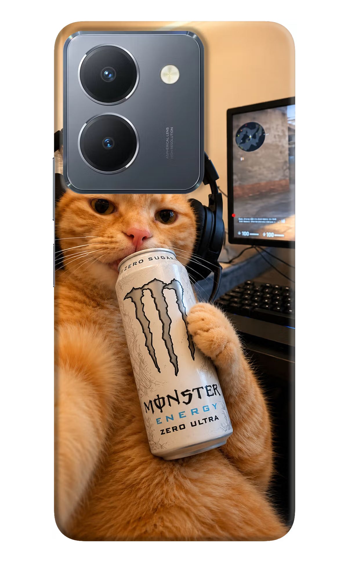 Gamer Cat Energy Vivo Y36 Back Cover