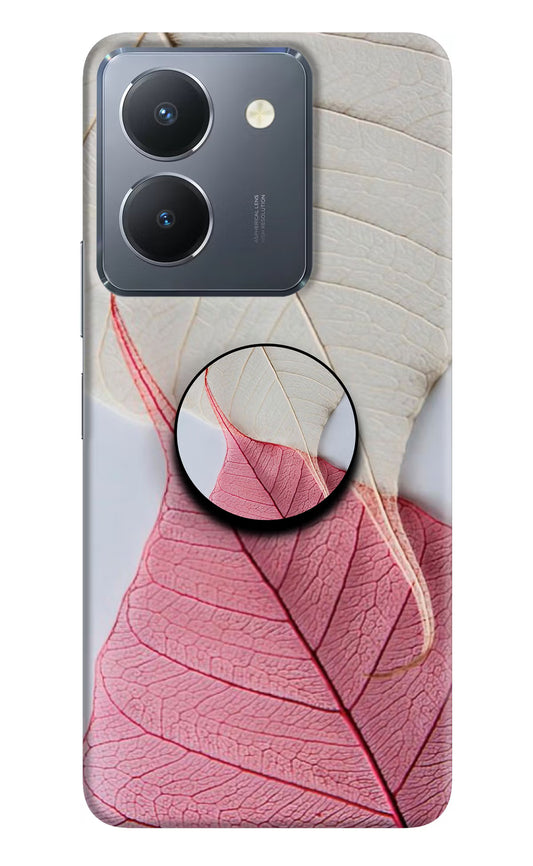 White Pink Leaf Vivo Y36 Pop Case by Casekaro