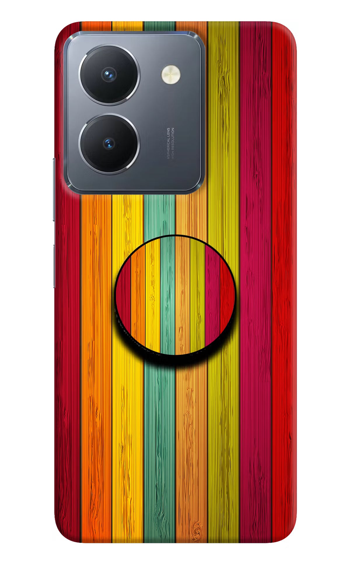 Multicolor Wooden Vivo Y36 Pop Case by Casekaro