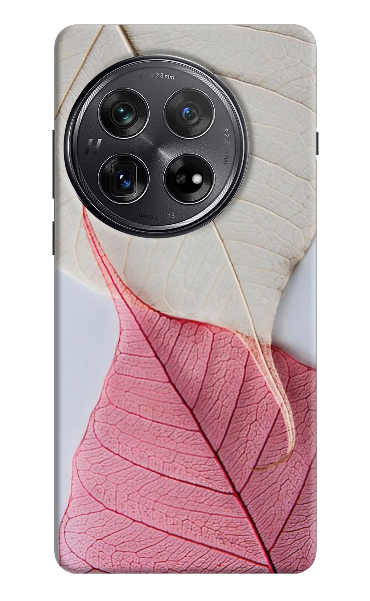 White Pink Leaf Oneplus 12 Hard Case Back Cover by Casekaro