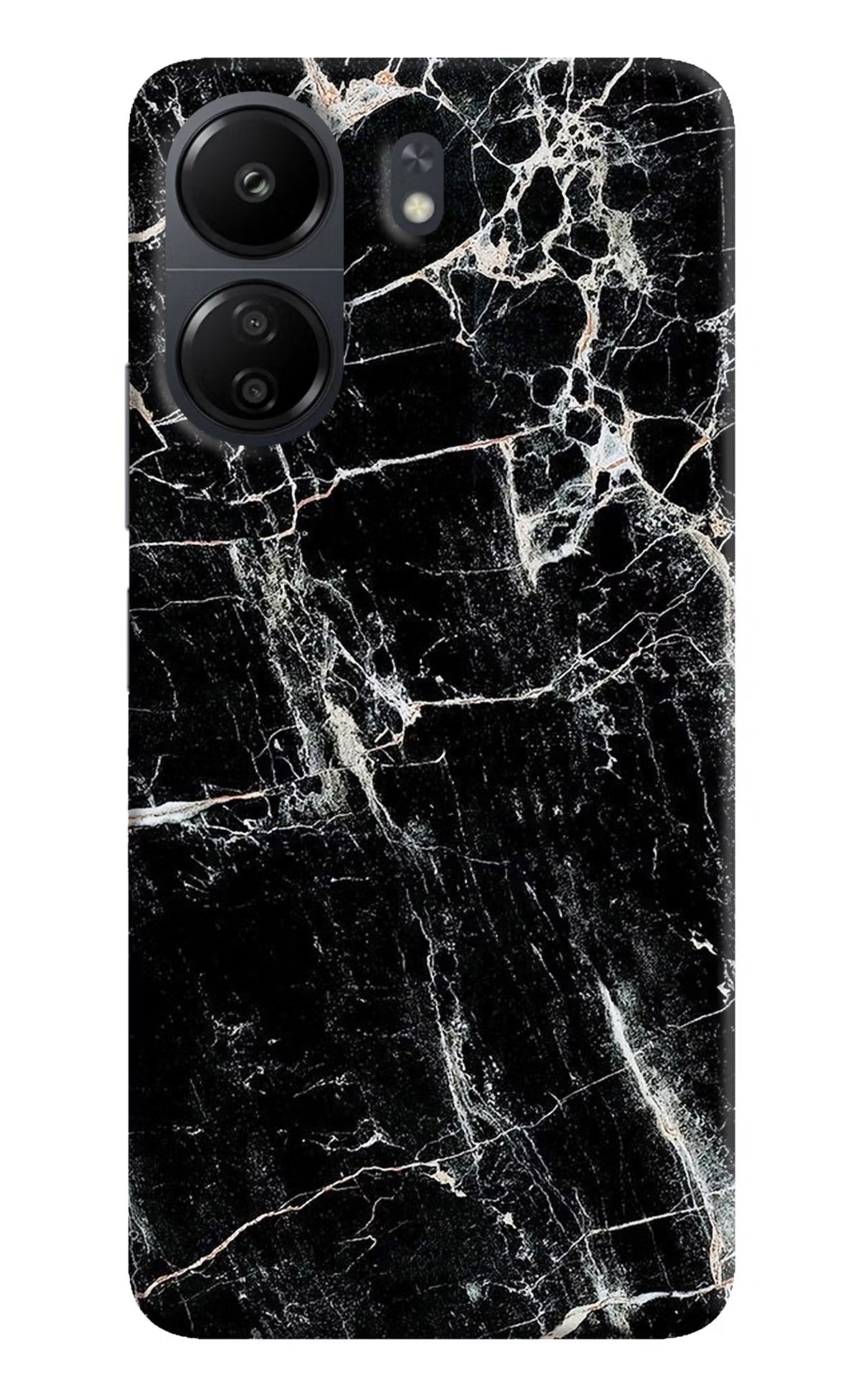 Black Marble Texture Poco C65 Hard Case Back Cover by Casekaro