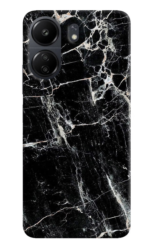 Black Marble Texture Poco C65 Hard Case Back Cover by Casekaro