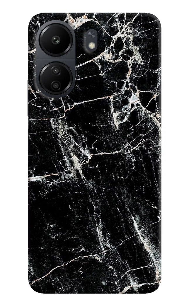 Black Marble Texture Poco C65 Hard Case Back Cover by Casekaro