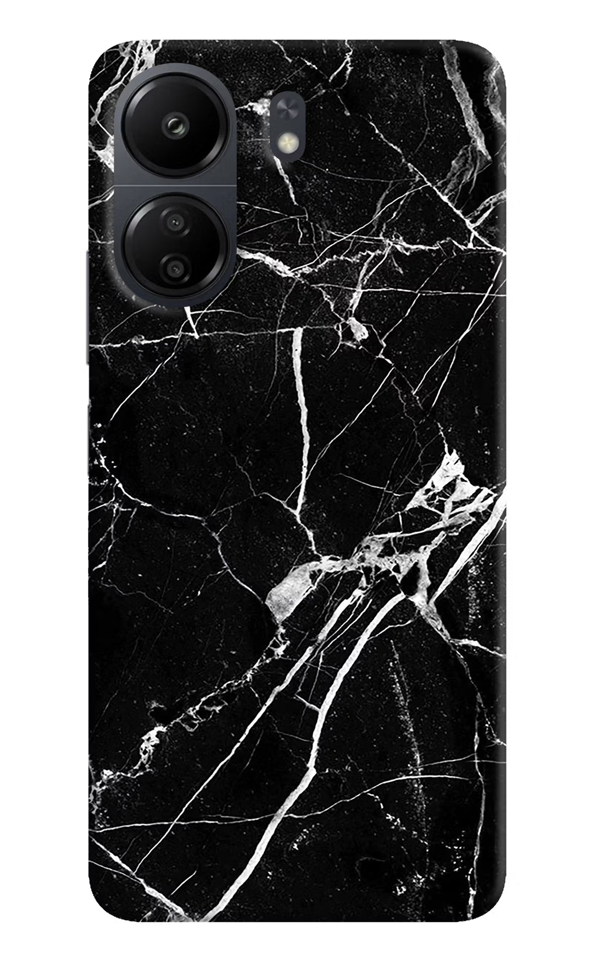 Black Marble Pattern Poco C65 Hard Case Back Cover by Casekaro