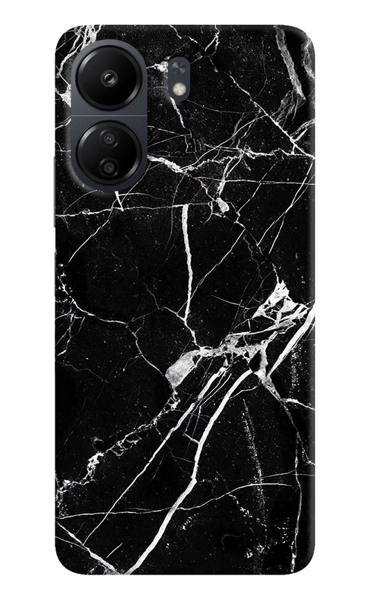 Black Marble Pattern Poco C65 Hard Case Back Cover by Casekaro