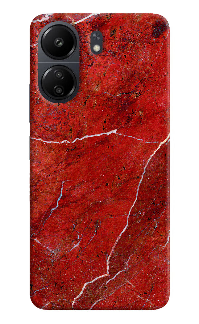 Red Marble Design Poco C65 Hard Case Back Cover by Casekaro