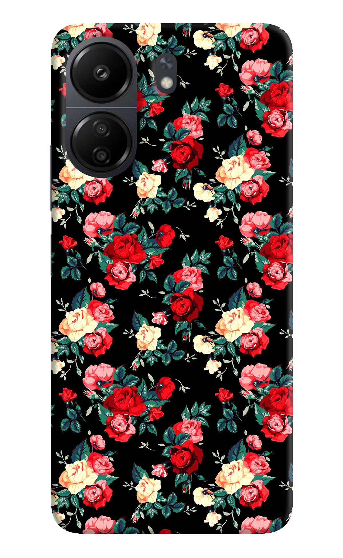 Rose Pattern Poco C65 Hard Case Back Cover by Casekaro
