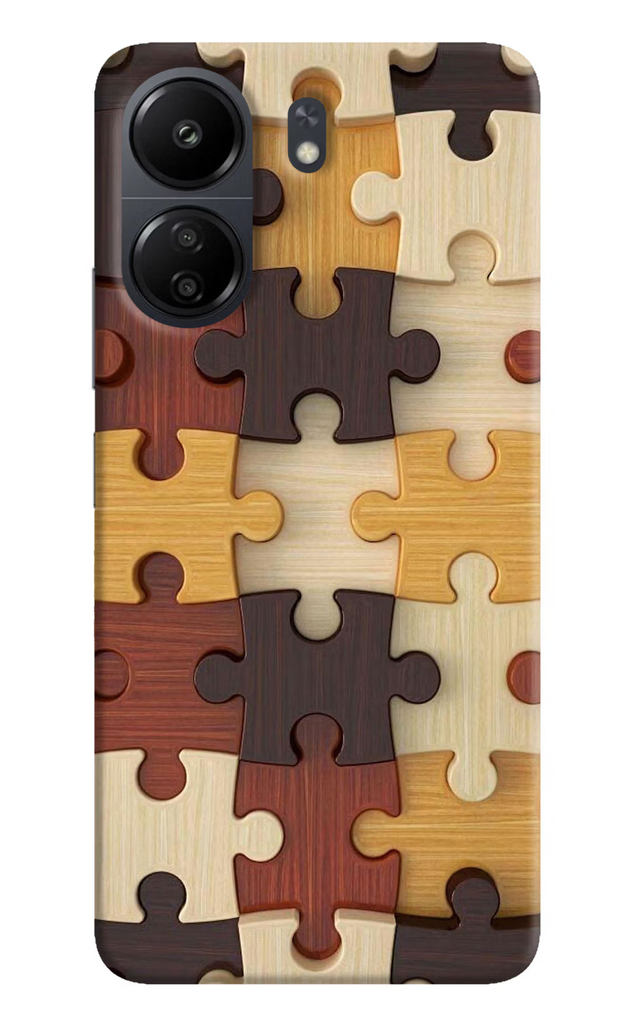 Wooden Puzzle Poco C65 Back Cover, Hard case
