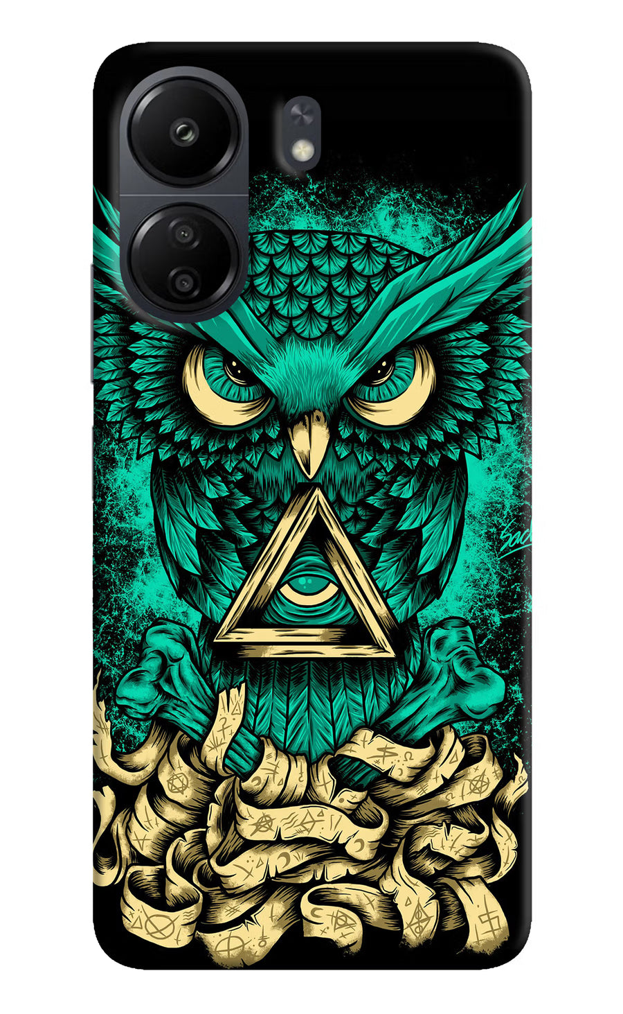 Green Owl Poco C65 Back Cover, Hard case