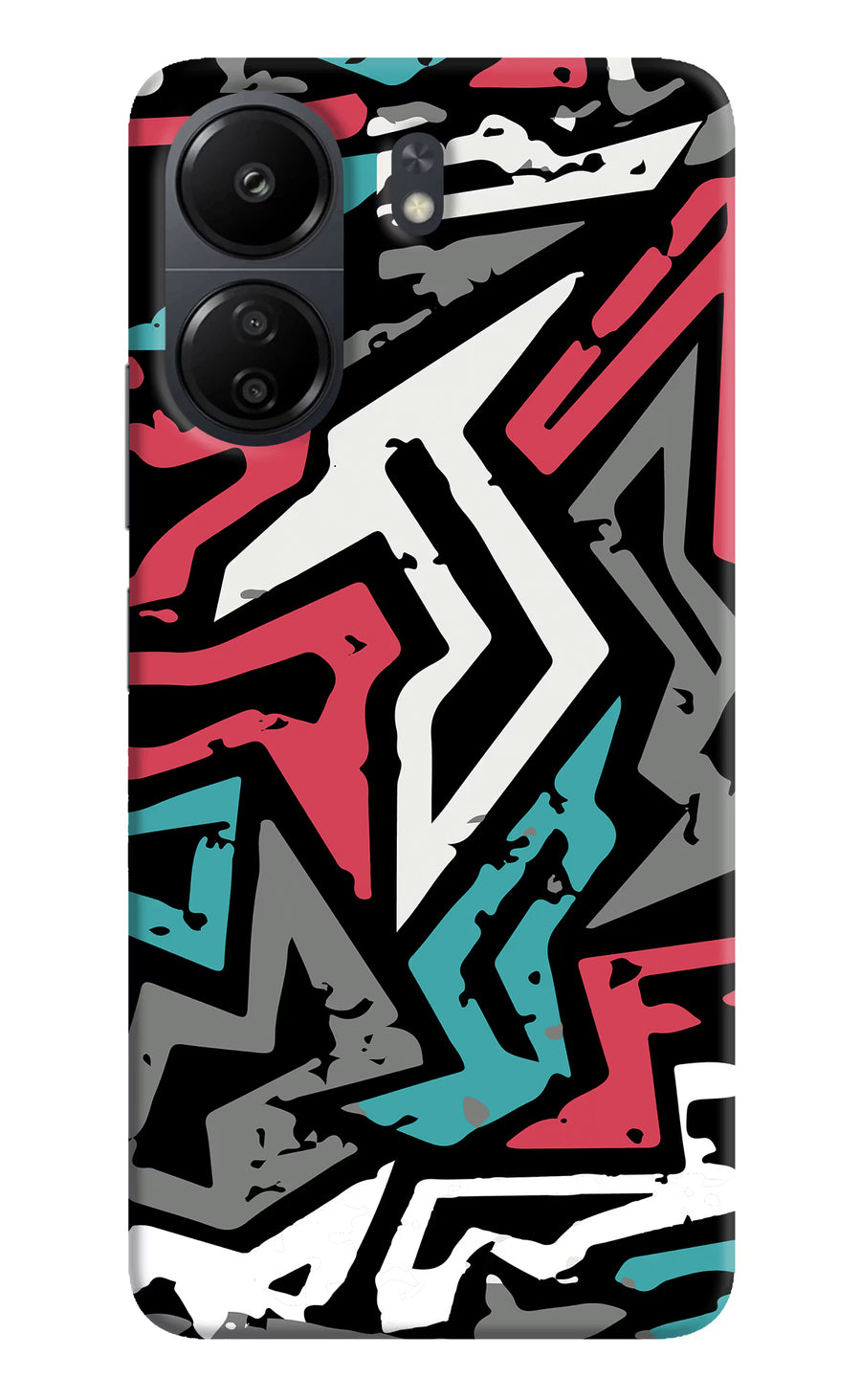 Geometric Graffiti Poco C65 Back Cover, Hard case