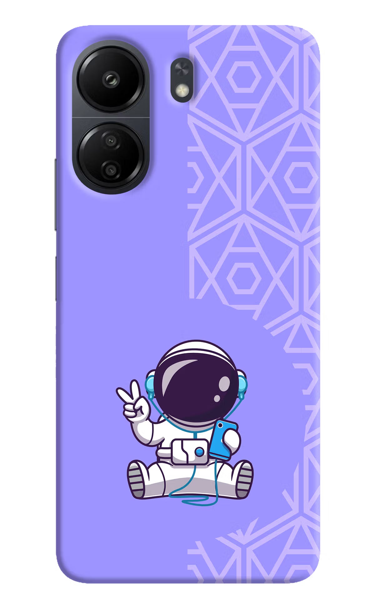 Cute Astronaut Chilling Poco C65 Hard Case Back Cover by Casekaro