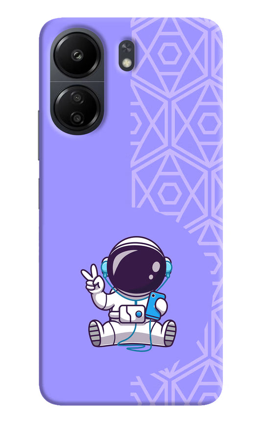 Cute Astronaut Chilling Poco C65 Hard Case Back Cover by Casekaro