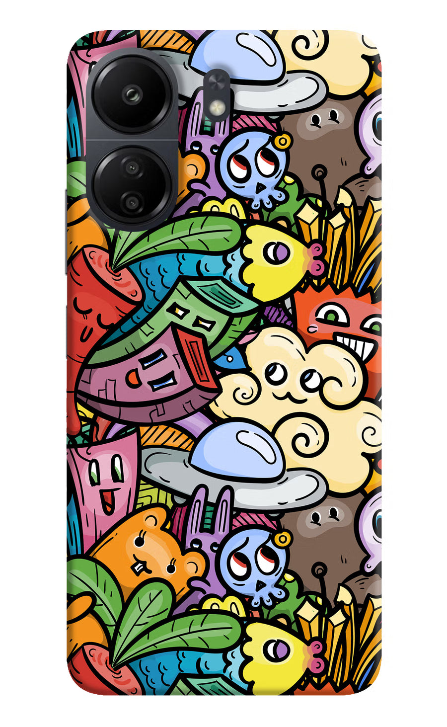 Veggie Doodle Poco C65 Back Cover, Hard case