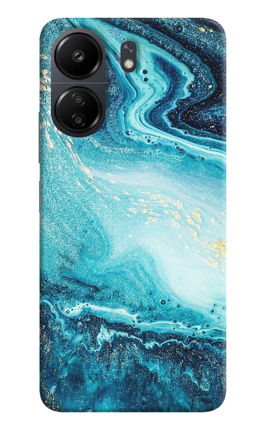 Blue Glitter Marble Poco C65 Back Cover, Hard case