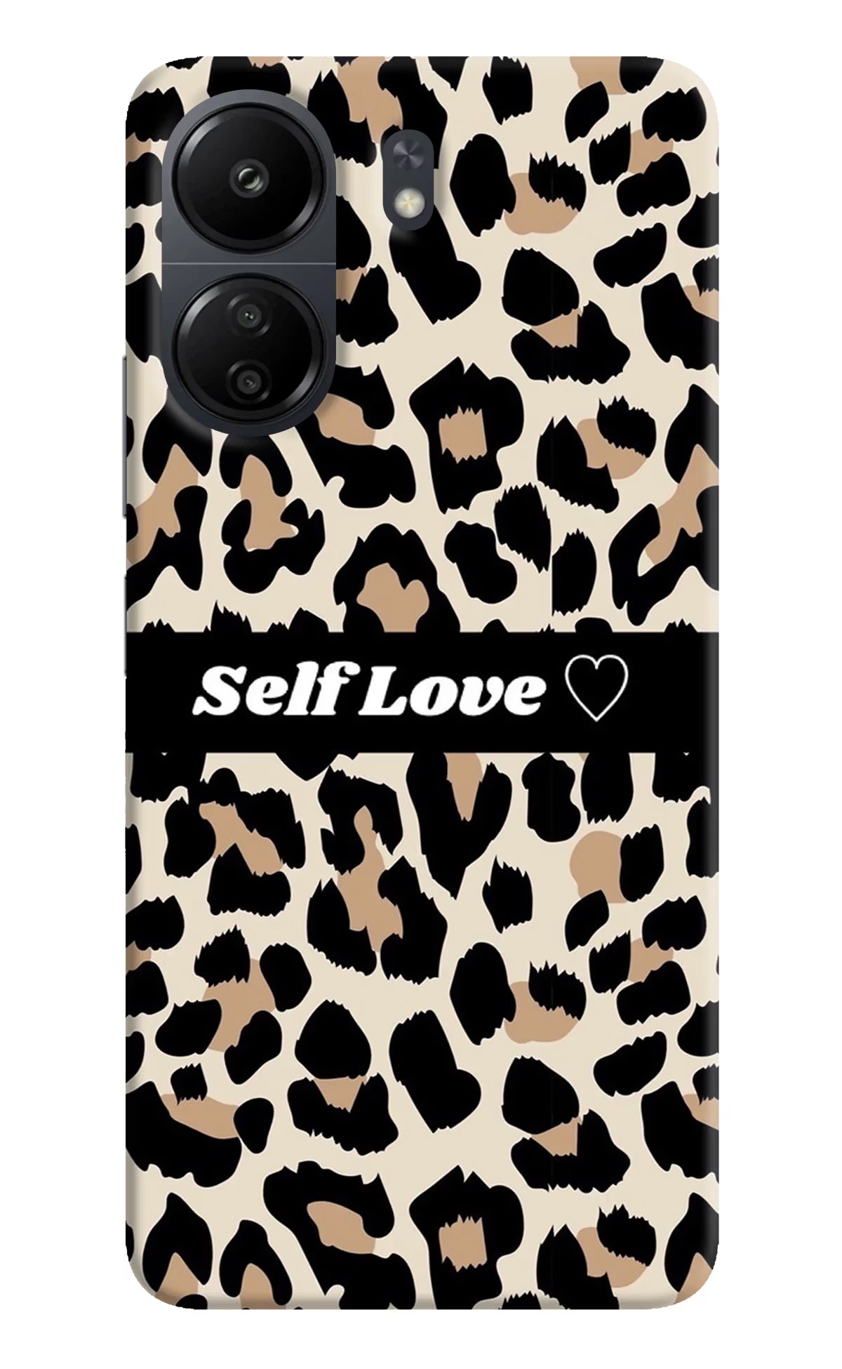 Leopard Print Self Love Poco C65 Hard Case Back Cover by Casekaro