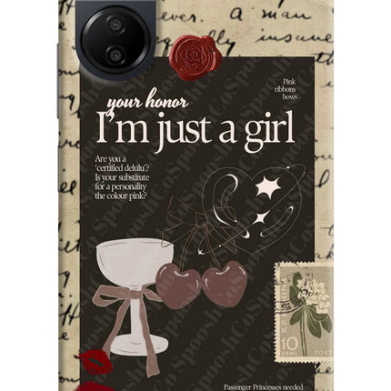 I am just a girl Poco C65 Hard Case Back Cover by Casekaro