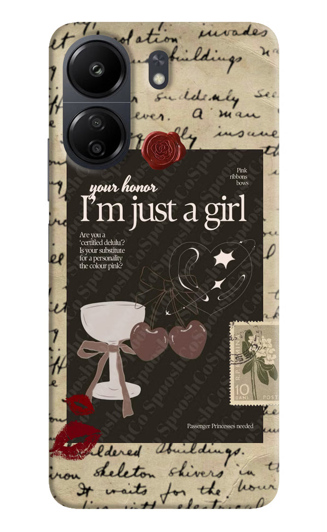 I am just a girl Poco C65 Hard Case Back Cover by Casekaro