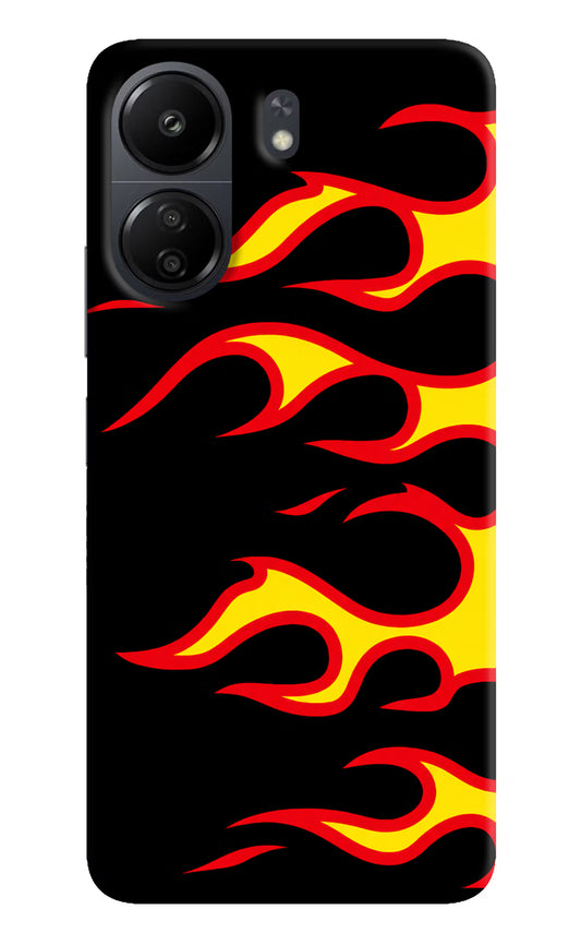 Side Sweep Flames Poco C65 Hard Case Back Cover by Casekaro