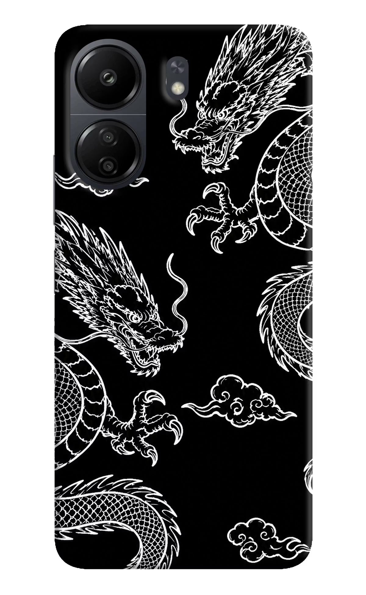 Twin Dragons Poco C65 Hard Case Back Cover by Casekaro