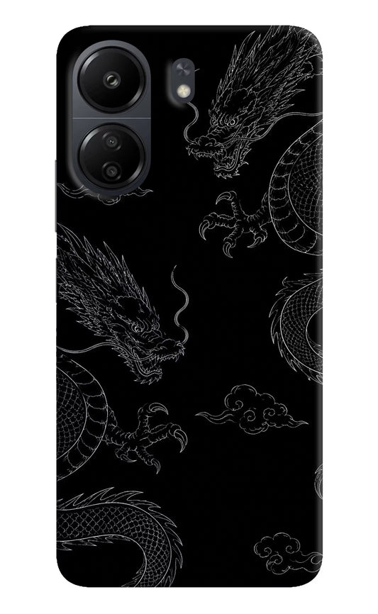 Twin Dragons Poco C65 Hard Case Back Cover by Casekaro