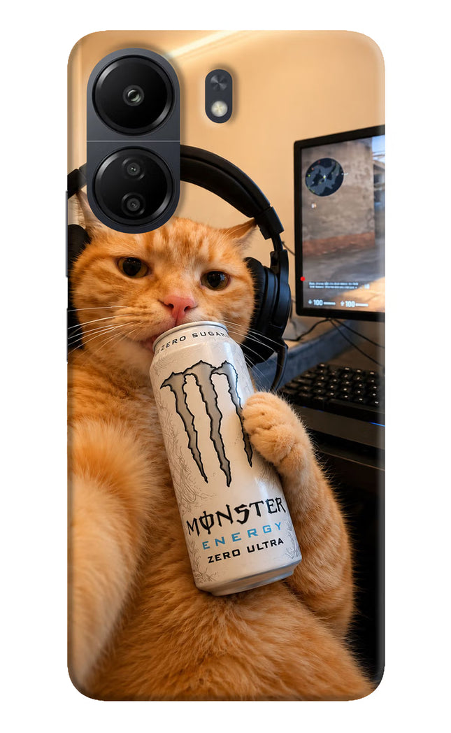 Gamer Cat Energy Poco C65 Hard Case Back Cover by Casekaro