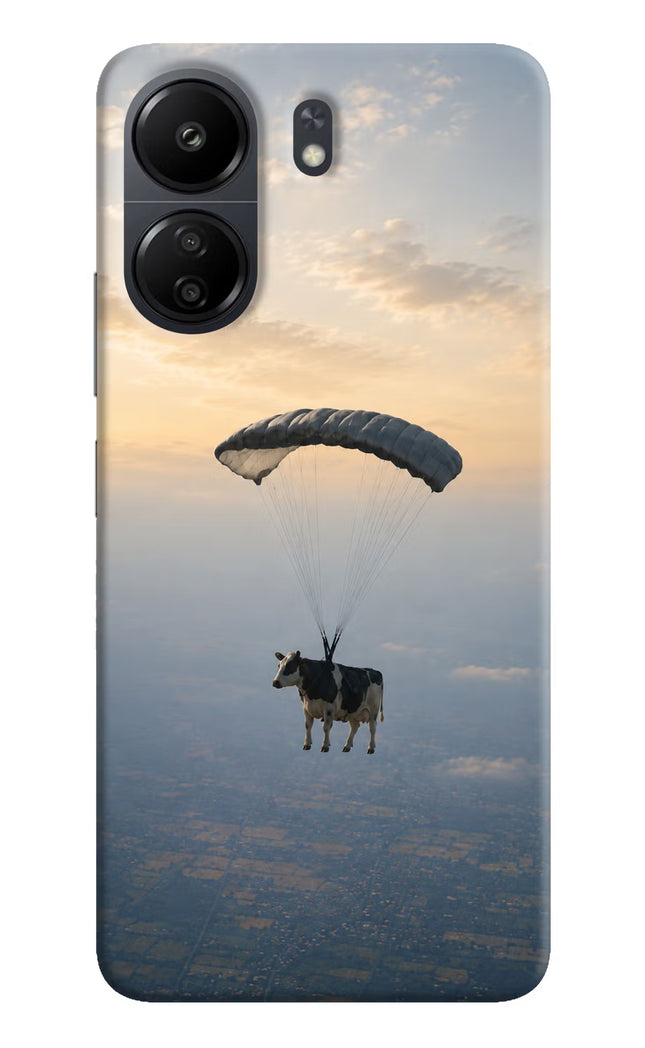 Skydiving Cow Poco C65 Hard Case Back Cover by Casekaro